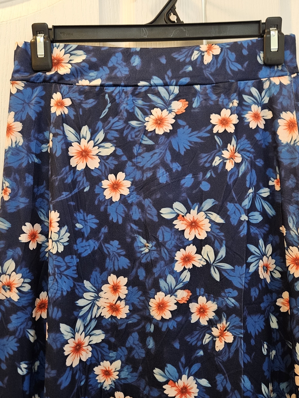 Navy Floral Midi Skirt - Lightweight Summer Skirt Size Small NIP - Picture 7 of 10